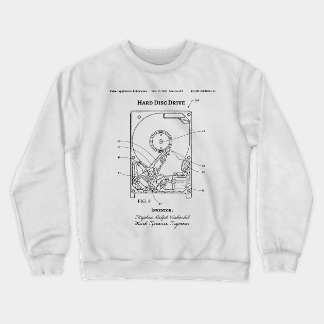 Hard Drive Patent Technology 2011 HDD Blueprint Crewneck Sweatshirt by Anodyle